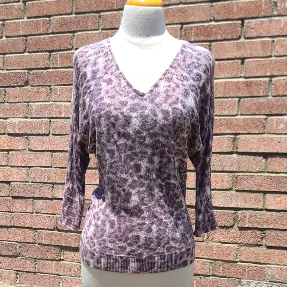 INC leopard & sequined knit blouse